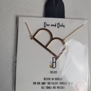 New Initial B Brass 18K Gold Dipped Necklace